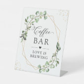 恋が醸成している |コーヒーバー幾何学的ユーカリ 台座サイン (正面)