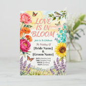 恋が開花する - エレガントな花の結婚式招待状 招待状 (スタンド正面)