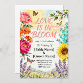 恋が開花する - エレガントな花の結婚式招待状 招待状 (正面/裏面)