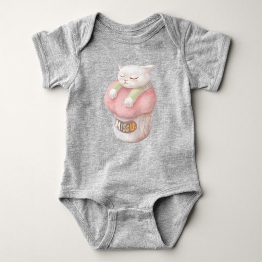 恋しいカップケーキイラスト ベビーボディスーツ (正面)