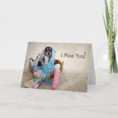 恋しく思あなたは、ユーモアに満ち、犬が糸に絡まっている カード (正面)