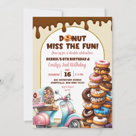 恋しく思おもしろいジョイント誕生日 招待状 (正面)