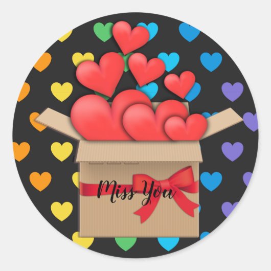 恋しく思お前カラフルハートデザイン ラウンドシール (正面)