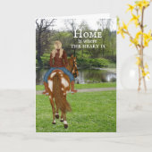 恋しく思お前馬の国の夏のダム|少女 カード (黄色い花)