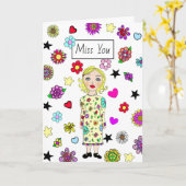 恋しく思お友達お洒落花の少女 カード (黄色い花)