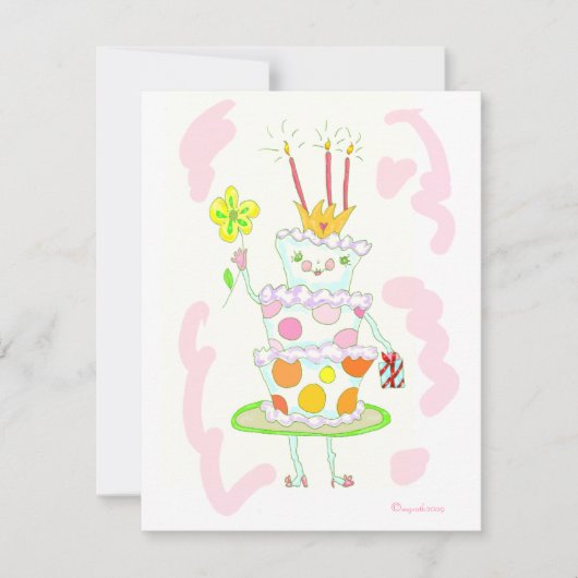 恋しく思お誕生日ケーキパーティの招待状 招待状 (正面)