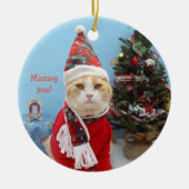 恋しく思っているおもしろいなクリスマス猫"! " セラミックオーナメント (正面)