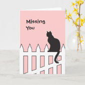 恋しく思っている黒猫は家にすぐに来ます カード (黄色い花)