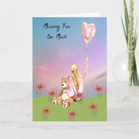 恋しく思のYou Romance Card Girl & 詰まった Bear カード (正面)