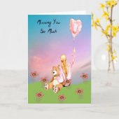 恋しく思のYou Romance Card Girl & 詰まった Bear カード (黄色い花)