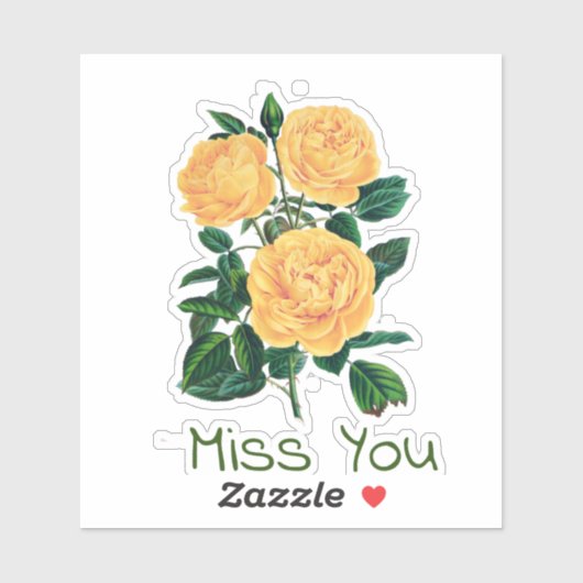 恋しく思イエローローズデザイン シール (シート)