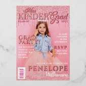 恋しく思キンダーグラッドピンクグリッタードリップマガジンカバー  箔招待状 (正面)