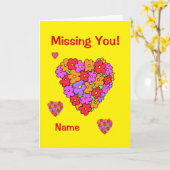 恋しく思ズ・ユー・フラワー・ハート・ブーケ カード (黄色い花)