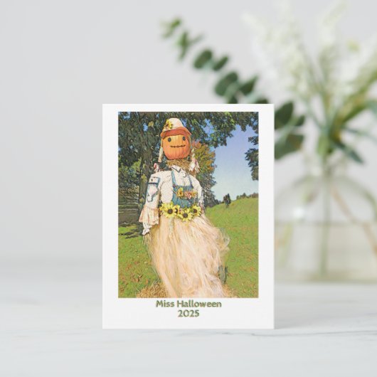 恋しく思ハロウィーン2025/ストローウーマン/パーティー招待状 インビテーションポストカード (スタンド正面)