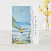 恋しく思ビーチの水彩画 カード (黄色い花)