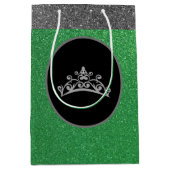 恋しく思ページェントクラウングリーンFXグリッターギフトバッグ ミディアムペーパーバッグ (正面)