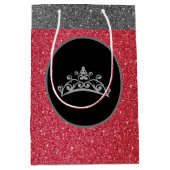 恋しく思ページェントティアラクラウンレッドFXグリッターギフトバッグ ミディアムペーパーバッグ (正面)