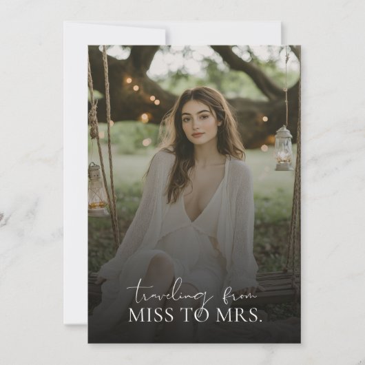 恋しく思モダンTo Mrsオーバーレイ写真ブライダルシャワー 招待状 (正面)