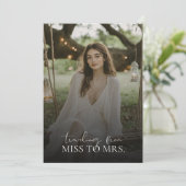 恋しく思モダンTo Mrsオーバーレイ写真ブライダルシャワー 招待状 (スタンド正面)