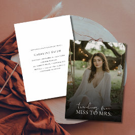 恋しく思モダンTo Mrsオーバーレイ写真ブライダルシャワー 招待状