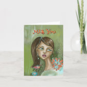 恋しく思ユニークフローラガール&バード付きカード カード (正面)