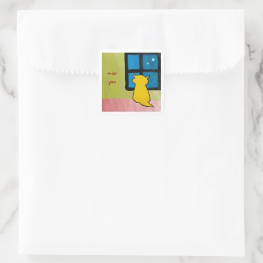 恋しく思ユーベビー猫スクエアステッカー スクエアシール (バッグ)