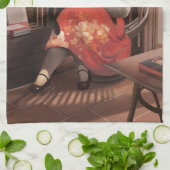 恋しく思ヴィンテージ猫の読時間 キッチンタオル (折り畳み)