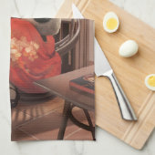 恋しく思ヴィンテージ猫の読時間 キッチンタオル (四つ折り)