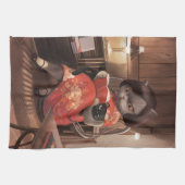 恋しく思ヴィンテージ猫の読時間 キッチンタオル (横)