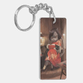 恋しく思ヴィンテージ猫の読時間 キーホルダー (正面左)