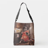 恋しく思ヴィンテージ猫の読時間 クロスボディバッグ (裏面)