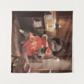 恋しく思ヴィンテージ猫の読時間 タペストリー (正面(横))