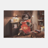 恋しく思ヴィンテージ猫の読時間 ドアマット (正面)