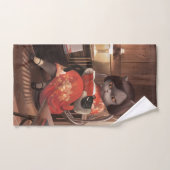 恋しく思ヴィンテージ猫の読時間 バスタオルセット (ハンドタオル)