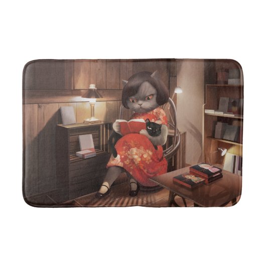 恋しく思ヴィンテージ猫の読時間 バスマット (正面)