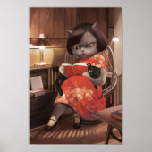 恋しく思ヴィンテージ猫の読時間 ポスター (正面)