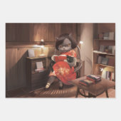 恋しく思ヴィンテージ猫の読時間 ラッピングペーパーシート (正面3)