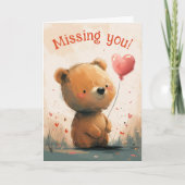 恋しく思君：バルーン付き可愛いクマ カード (正面)