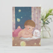 恋しく思君：男の子と猫のイラストレーション 招待状 (スタンド正面)