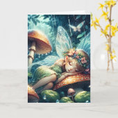 恋しく思君 | Fairyキノコで眠る妖精 カード (黄色い花)