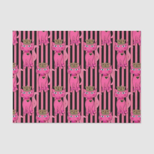 恋しく思子猫、ピンクグリッター4AO組織包装紙 薄葉紙 (正面)