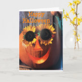 恋しく思愛し***す**幸せ/おもしろいハロウィン カード (黄色い花)