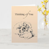 恋しく思犬 カード (黄色い花)