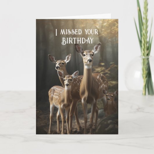 恋しく思誕生日おもしろい鹿 カード (正面)