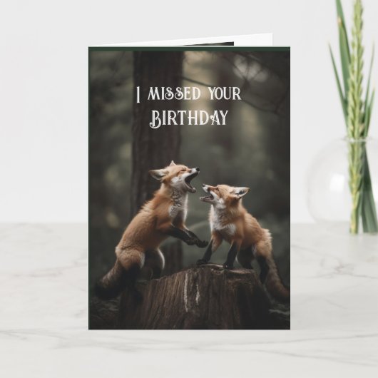 恋しく思誕生日キツネおもしろい カード (正面)