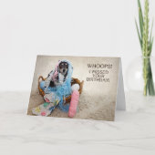 恋しく思誕生日 – ユーモア – 糸に絡まった犬 カード (正面)