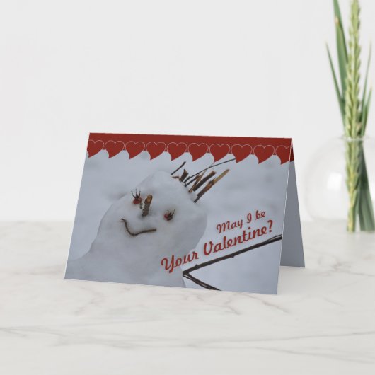 恋しく思雪だるまCC0382バレンタイン用グリーティングカード シーズンカード (正面)