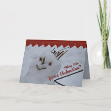 恋しく思雪だるまCC0382バレンタイン用グリーティングカード