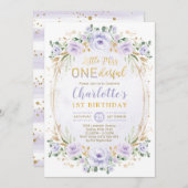 恋しく思1歳の紫金ゴールドフローラ 招待状 (正面/裏面)