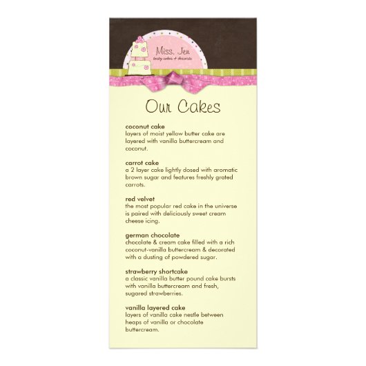 恋しく思.Jenメニューラックカード ラックカード (正面)